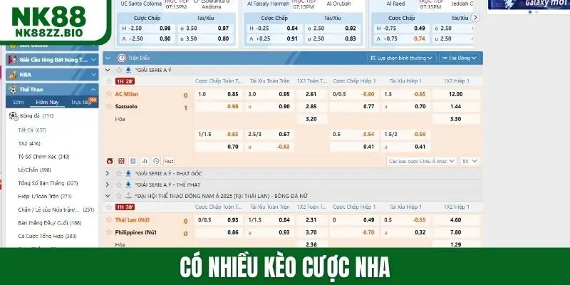 Có nhiều kèo cược NHA