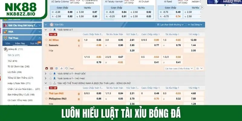 Luôn hiểu luật tài xỉu bóng đá